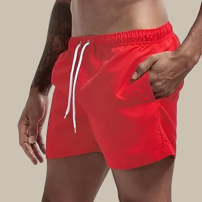 MEELANO Obsidian | Herre badeshorts hurtigttørrende med elastisk talje rød