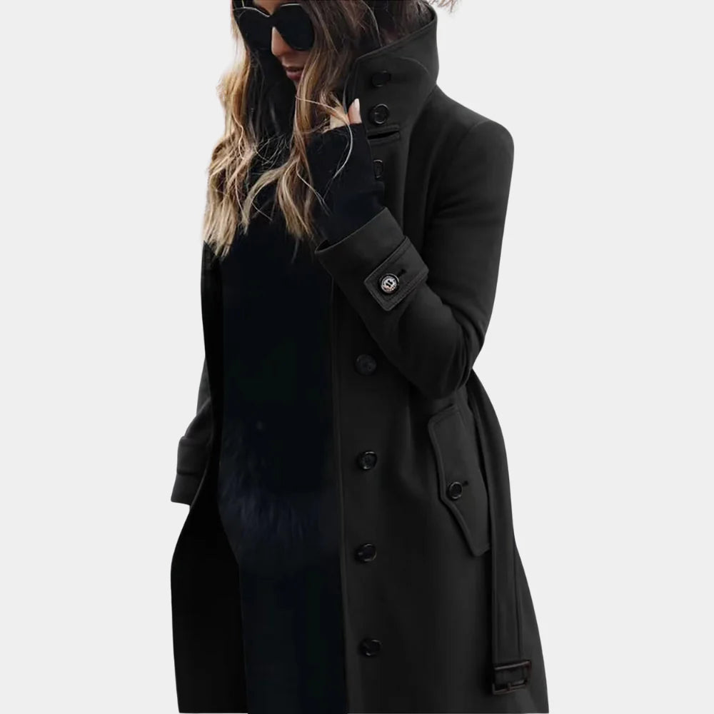 MEELANO Elegant Trenchcoat til Kvinder - Et tidløst design Sort