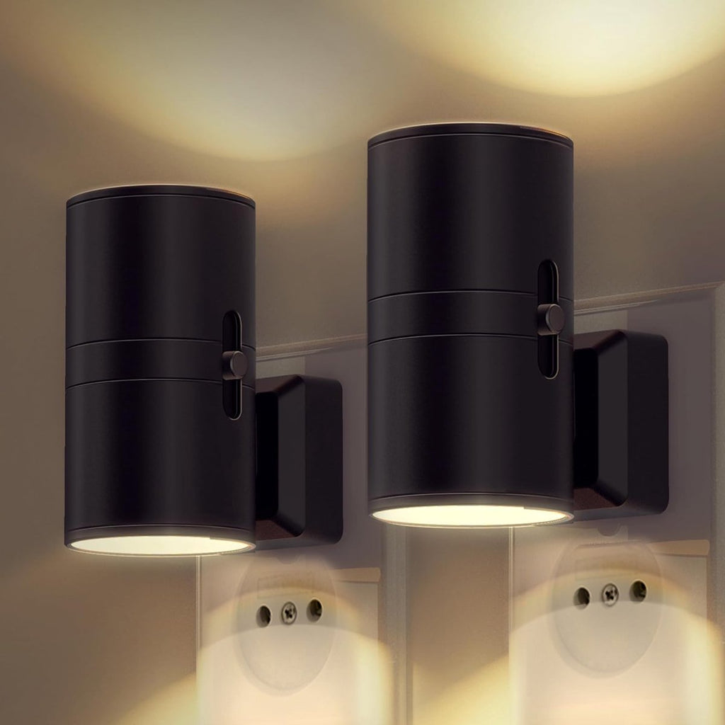 NightLuxe Bauhaus-design Natlampe – Dæmpbar LED-natlampe med Skumringssensor, Varm Hvid 3000K, til Gang & Soveværelse