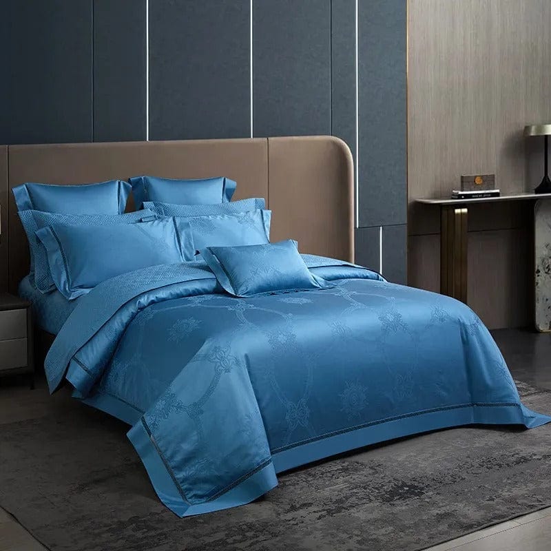 MEELANO Elegance Blå Sengetøj Sæt i 100% Egyptisk Katoen – 200 x 230 cm