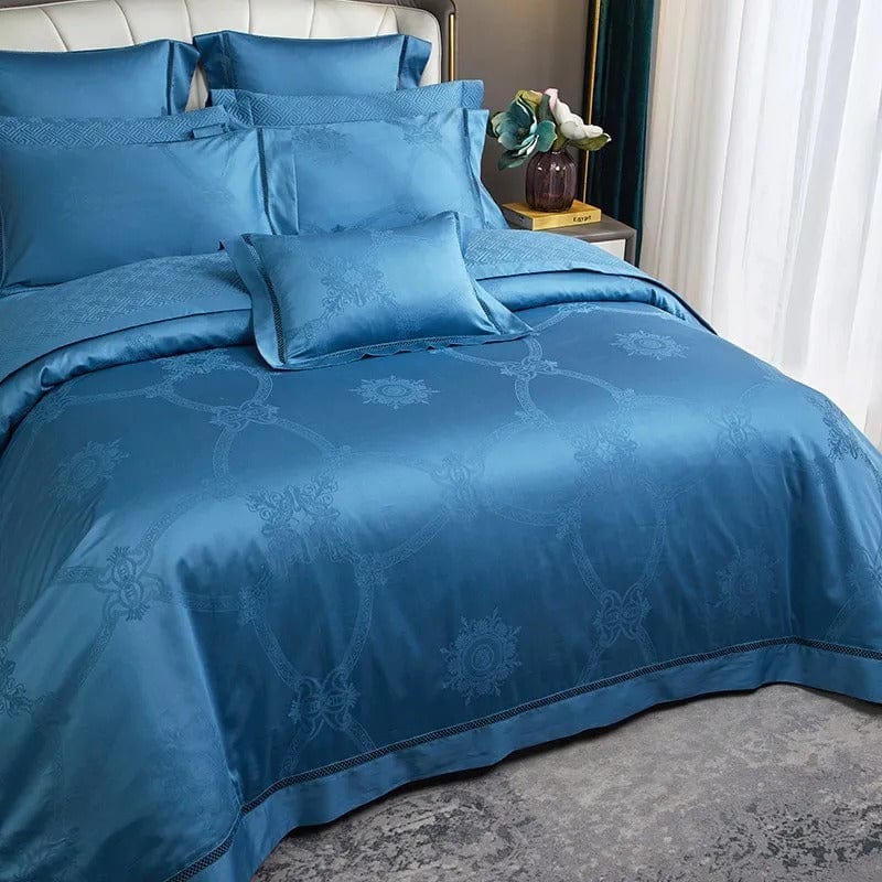 MEELANO Elegance Blå Sengetøj Sæt i 100% Egyptisk Katoen – 200 x 230 cm