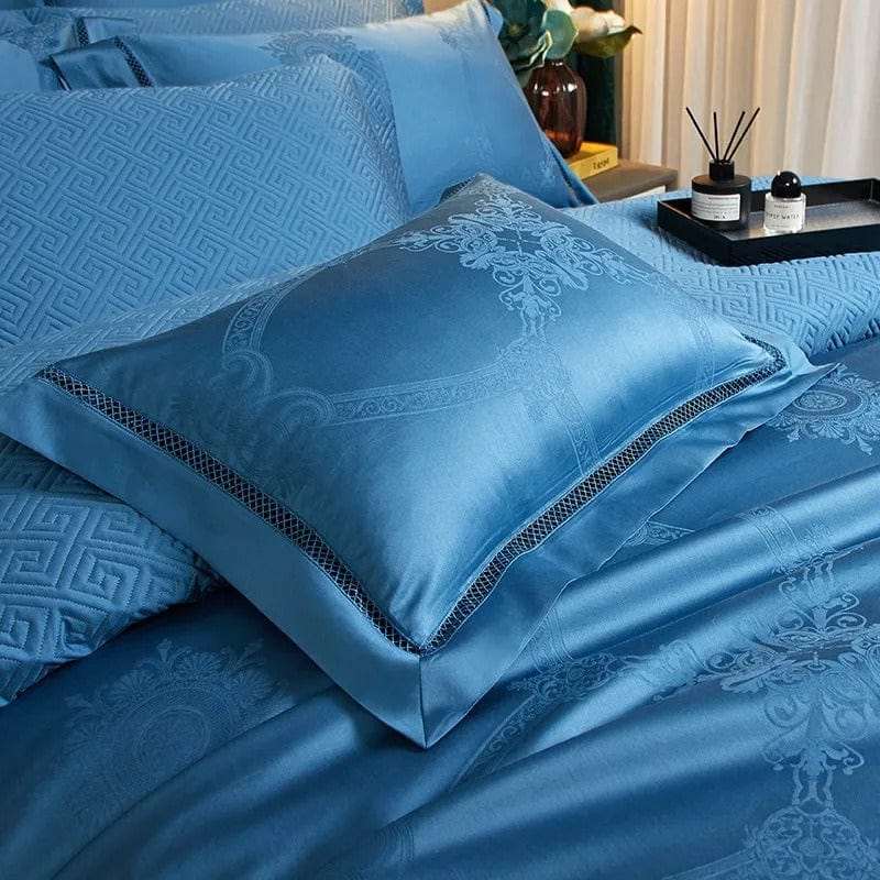 MEELANO Elegance Blå Sengetøj Sæt i 100% Egyptisk Katoen – 200 x 230 cm