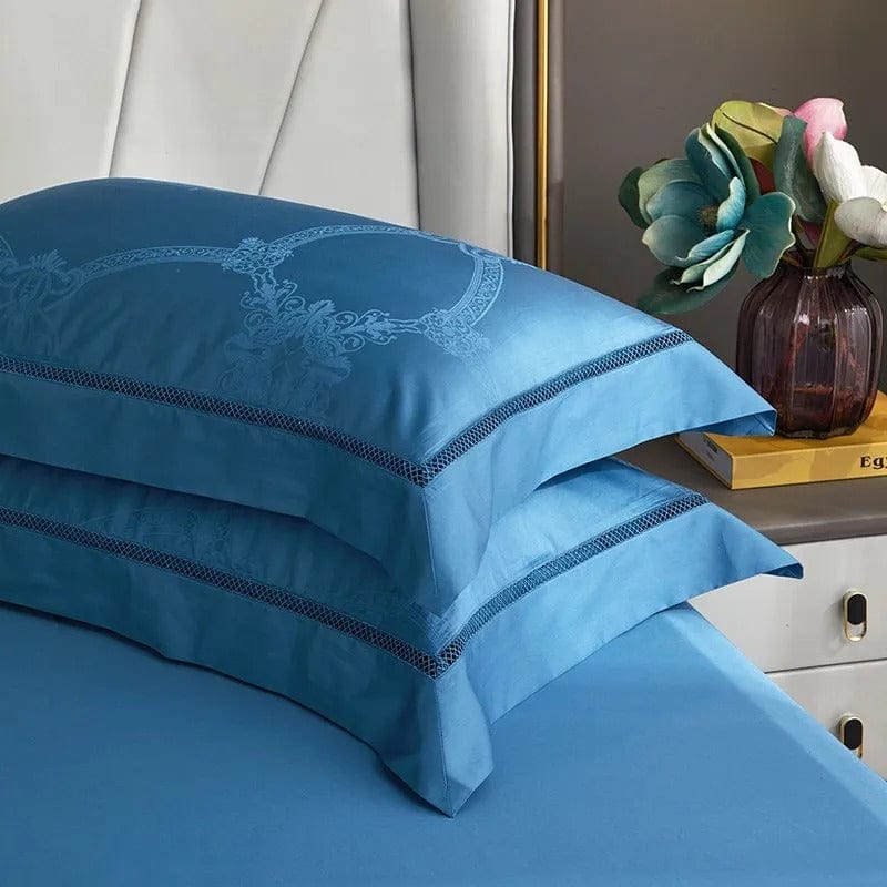 MEELANO Elegance Blå Sengetøj Sæt i 100% Egyptisk Katoen – 200 x 230 cm