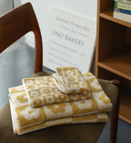 MEELANO Elegant Badhandklæde Sæt i Polyester og Bomuld til Badeværelse Citrongul