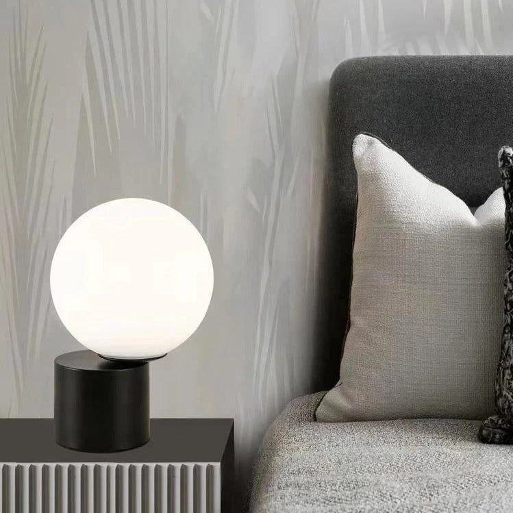 MEELANO Elegant Bordlampe med Frostet Glas og Metalbase - 25x15cm Sort 20cm Varm hvid