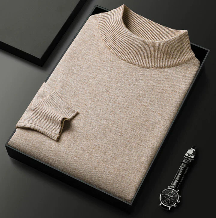 MEELANO Herretrøje Med Rullekrave Elegant Varme Til Kølige Dage Beige