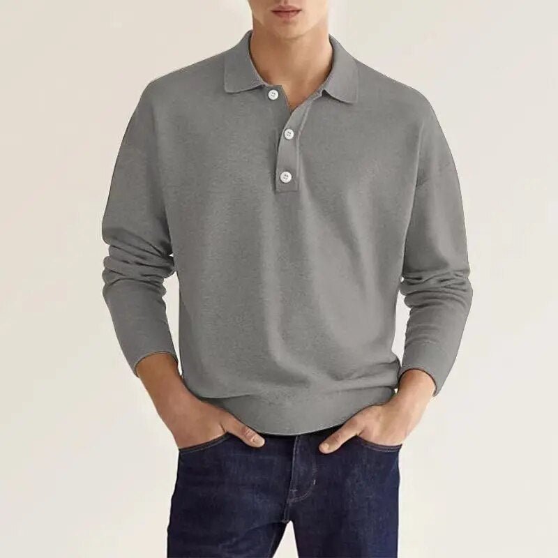 MEELANO Nouva | Herre Langærmet Poloshirt – Blød Bomuld & Klassisk Design grå