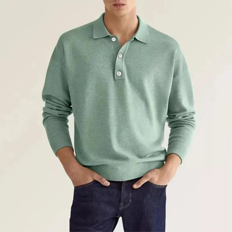 MEELANO Nouva | Herre Langærmet Poloshirt – Blød Bomuld & Klassisk Design grøn