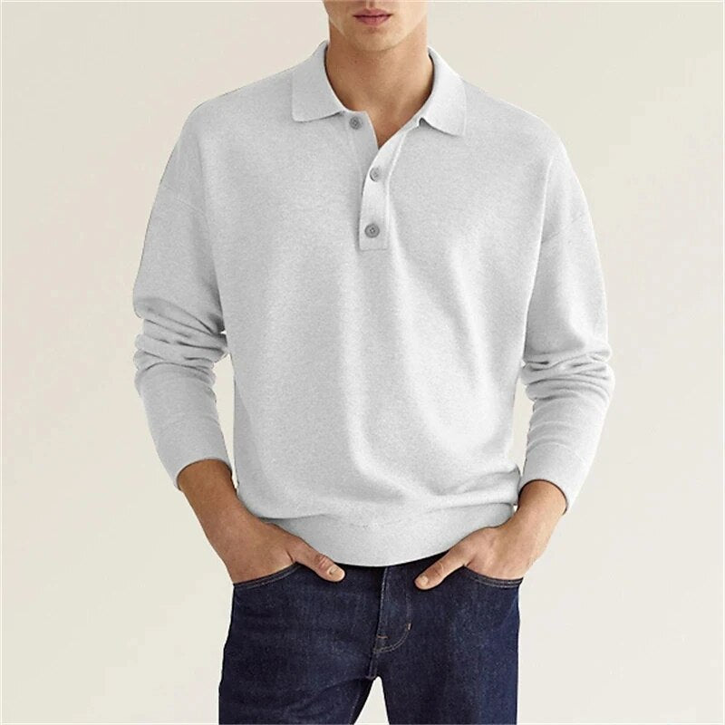 MEELANO Nouva | Herre Langærmet Poloshirt – Blød Bomuld & Klassisk Design hvid