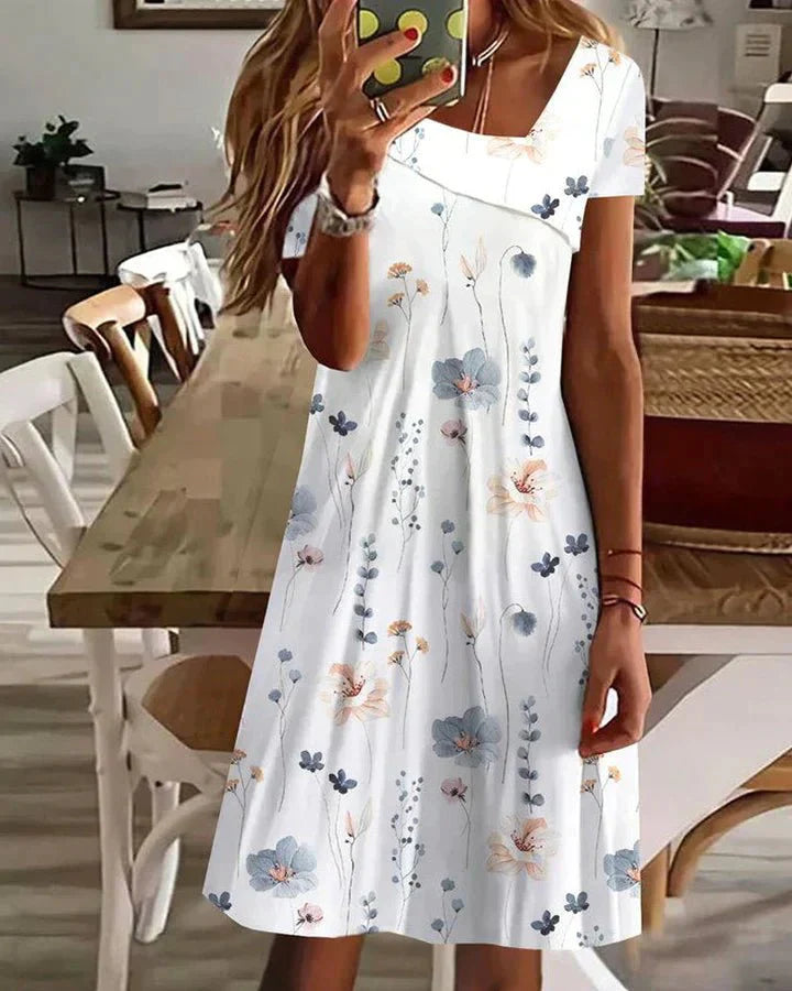 MEELANO Māya | Blomstret kjole til damer – Kortærmet Design, Poetisk Print & Moderne Graciøsitet 2XL