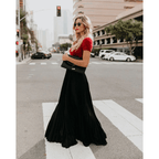 MEELANO Zahara | Dame Ephersyn Plisseret Maxinederdel – Elegant Plissé & Letvægtsdesign sort