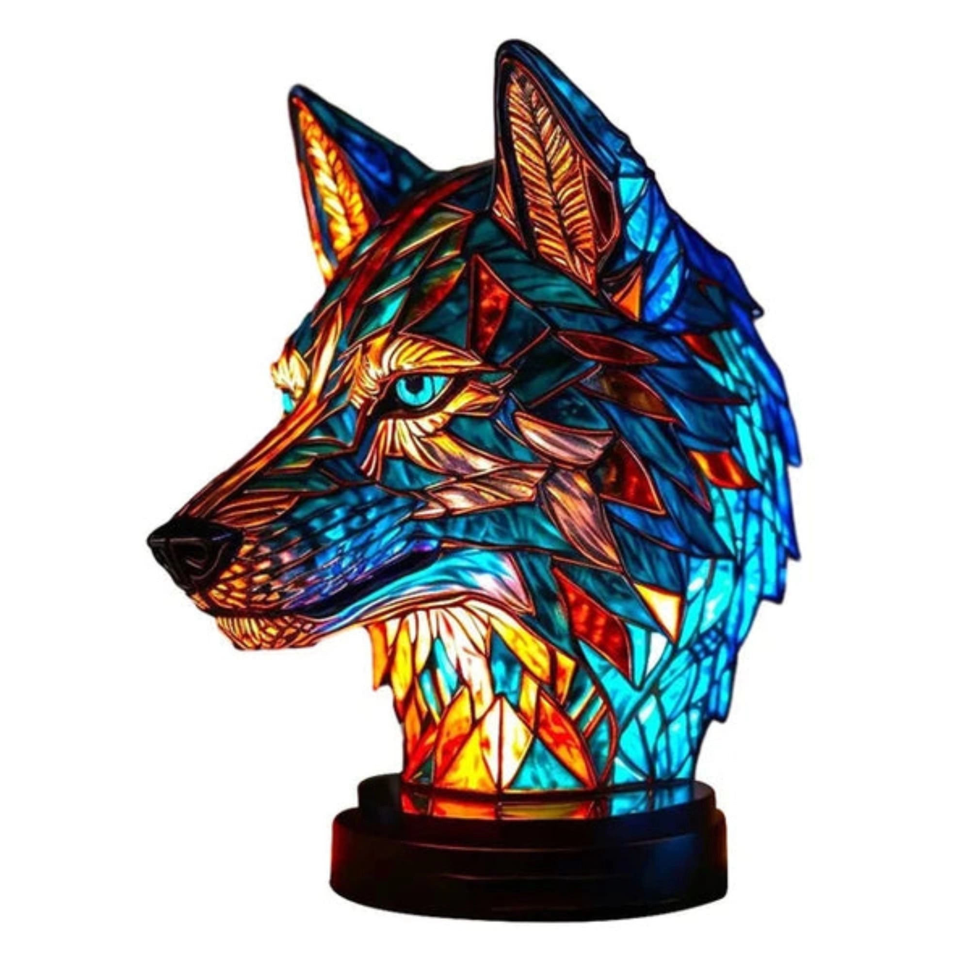 MEELANO Farverig Glas Drage Skulptur - Håndlavet Boligindretning Ornament Ulv