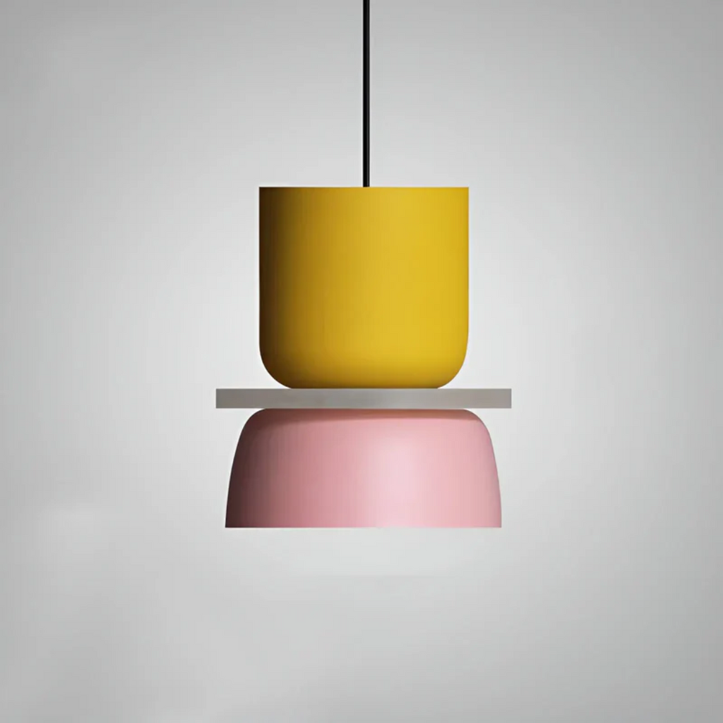 MEELANO Farverig Og Trendy Macaron LED Pendellampe Til Hjemmet Med Farvet Lysdesign Og Moderne Indretning LED Gul-lyserød