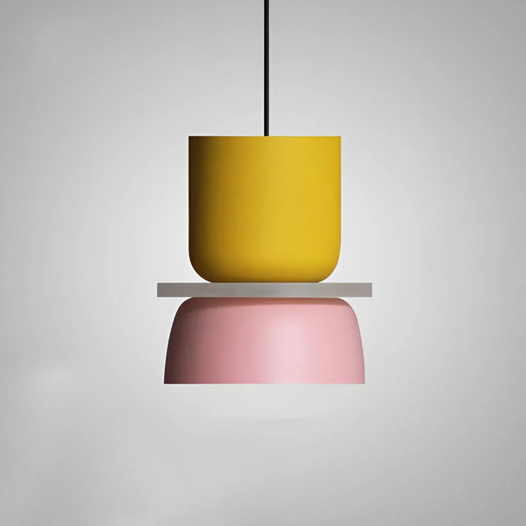 MEELANO Farverig Og Trendy Macaron LED Pendellampe Til Hjemmet Med Farvet Lysdesign Og Moderne Indretning LED Gul-lyserød