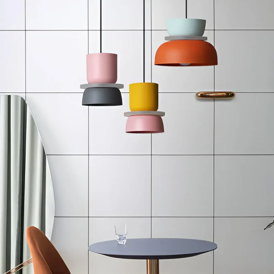 MEELANO Farverig Og Trendy Macaron LED Pendellampe Til Hjemmet Med Farvet Lysdesign Og Moderne Indretning LED