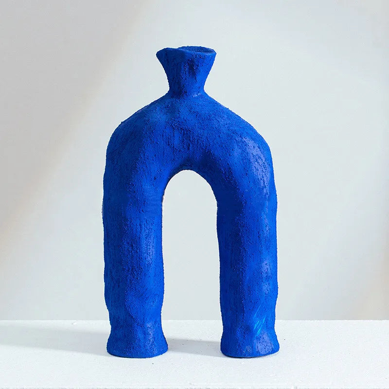 MEELANO Fayla Keramikvase Kollektion – Abstrakt Vase i Unikt Design & Naturlig Overflade Blå