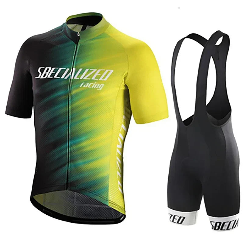 MEELANO Cykeltøj Sæt til Mænd Sommer – Åndbar Cykeltrøje og Bibshorts, Hurtigtørrende, 21 Designs, S–2XL – Hommes Sæt F