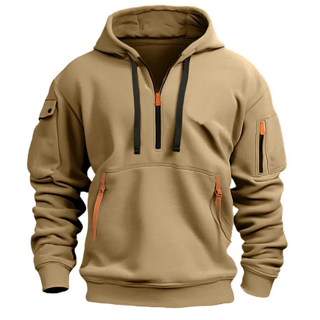 MEELANO Nisyros | Herre Fritids Hættetrøje med Lynlåslommer - Varm Sweatshirt & Zip Hoodie Khaki
