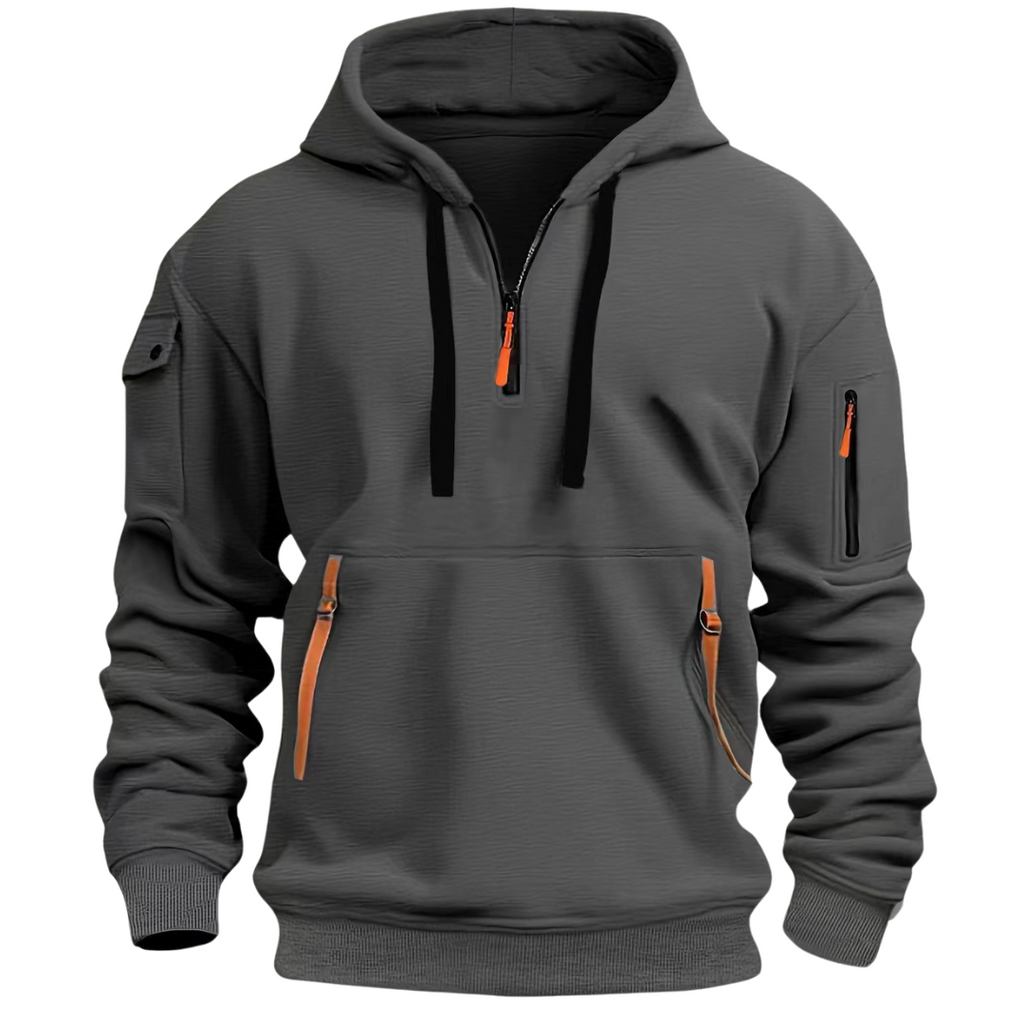 MEELANO Nisyros | Herre Fritids Hættetrøje med Lynlåslommer - Varm Sweatshirt & Zip Hoodie Mørkegrå