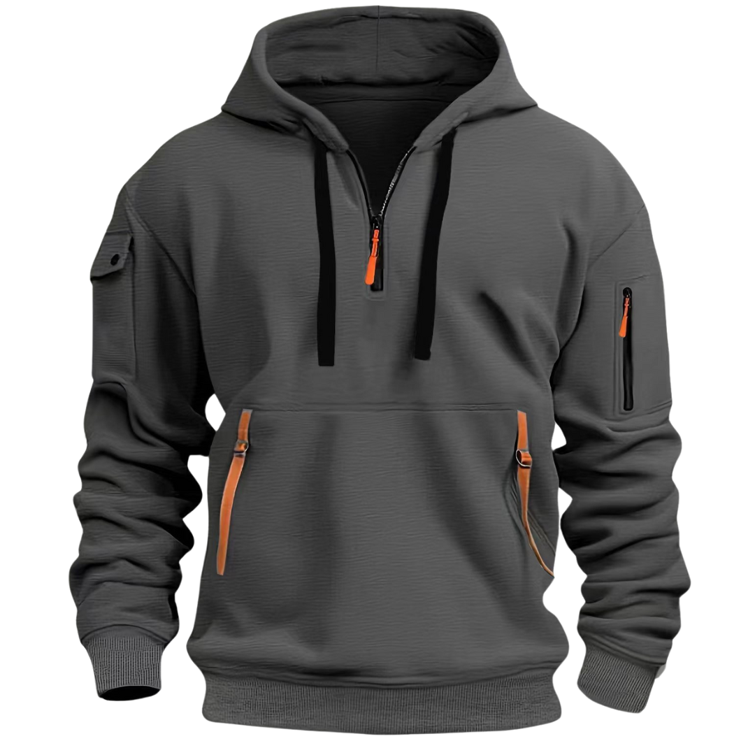 MEELANO Nisyros | Herre Fritids Hættetrøje med Lynlåslommer - Varm Sweatshirt & Zip Hoodie Mørkegrå