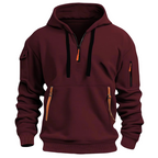 MEELANO Nisyros | Herre Fritids Hættetrøje med Lynlåslommer - Varm Sweatshirt & Zip Hoodie Rød