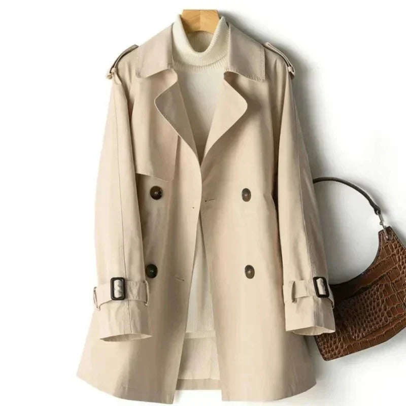 MEELANO Dame Klassisk Dobbeltbrystet Trenchcoat Til Kvinder Efterårslook Khaki