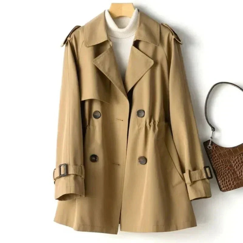 MEELANO Dame Klassisk Dobbeltbrystet Trenchcoat Til Kvinder Efterårslook Bruin