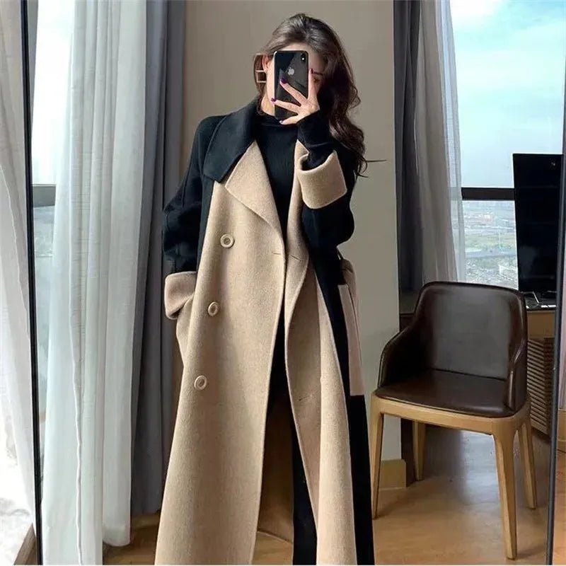 MEELANO Elegante Lange Frakke I To Farver Stilfuld Sofistikeret Look 3XL
