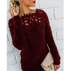MEELANO Dame Sweater Med Blomstermønster Elegant Strikstykke Blød Rød