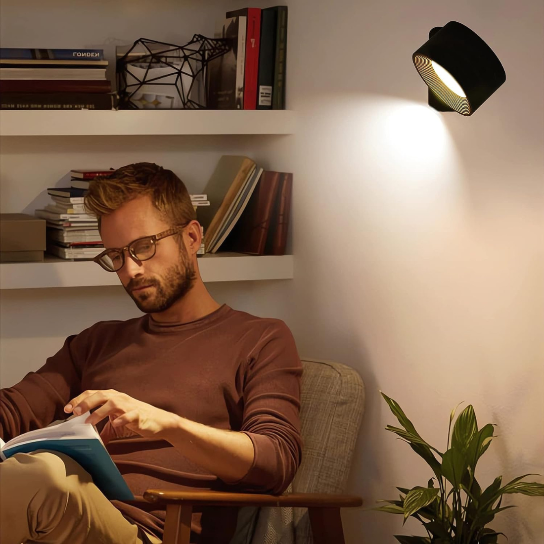 MEELANO Flexilight Trådløs Væglampe – LED Lys med Touch, USB Opladning & 360° Rotation