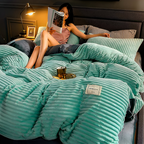 MEELANO Fluffy Dekbedovertrek i Fleece og Mikrofiber – Året Rundt Komfort Turkis