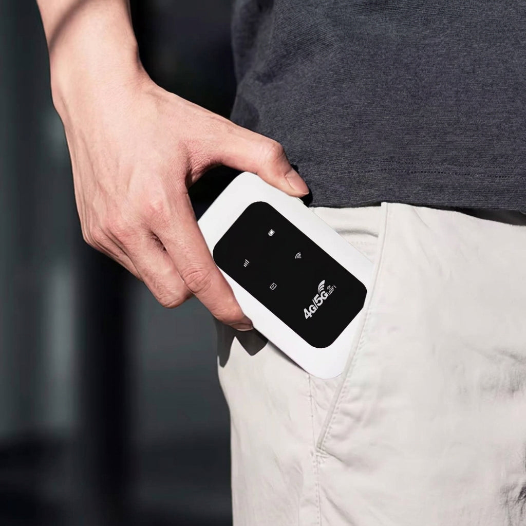 MEELANO Bærbar 4G WiFi-router med SIM-kort – Mobilt Hotspot til Autocamper, Campingvogn og Rejser, 10 Enheder, 150 Mbps