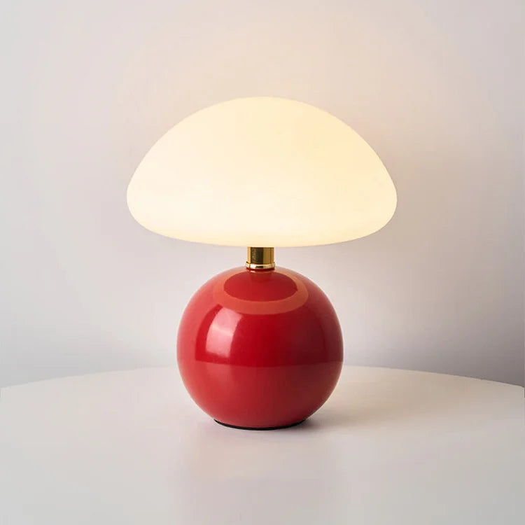 MEELANO Fransk Svampelampe – Stilfuld Bordlampe i Retrodesign Rød
