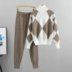 MEELANO Kvinde Elegant Sæt i 2 Dele Varm Til Efterår Og Vinter Beige