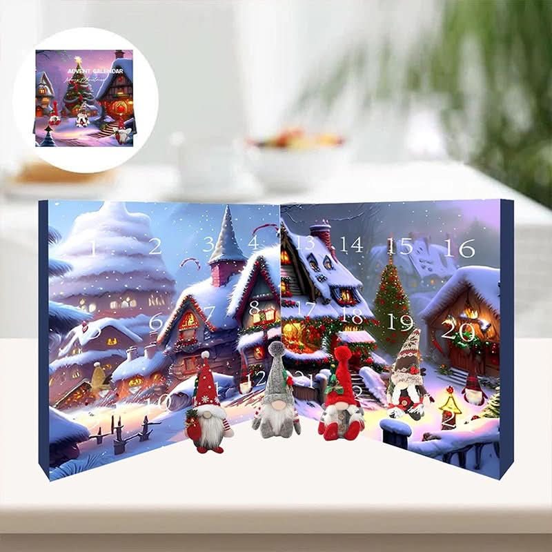 MEELANO Julekalender med Plysnisser – Håndlavet Genbrugelig Stofkalender med 3 Plysnisser & 21 Overraskelser, 3 Varianter Julenisse – klassisk