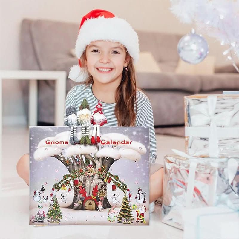 MEELANO Julekalender med Plysnisser – Håndlavet Genbrugelig Stofkalender med 3 Plysnisser & 21 Overraskelser, 3 Varianter