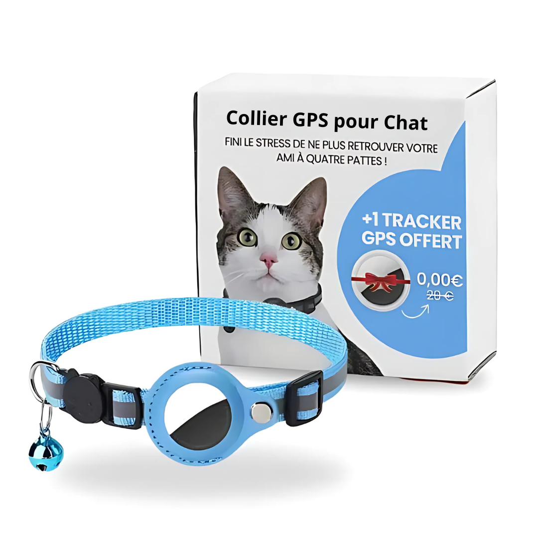 MEELANO GPS-halsbånd til katte med live tracking og sikkerhed blå