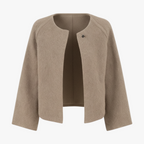 MEELANO Bersh | Dame Finstrikket Jakke med Knapper - Elegant Blød Cardigan Overgangsjakke Khaki