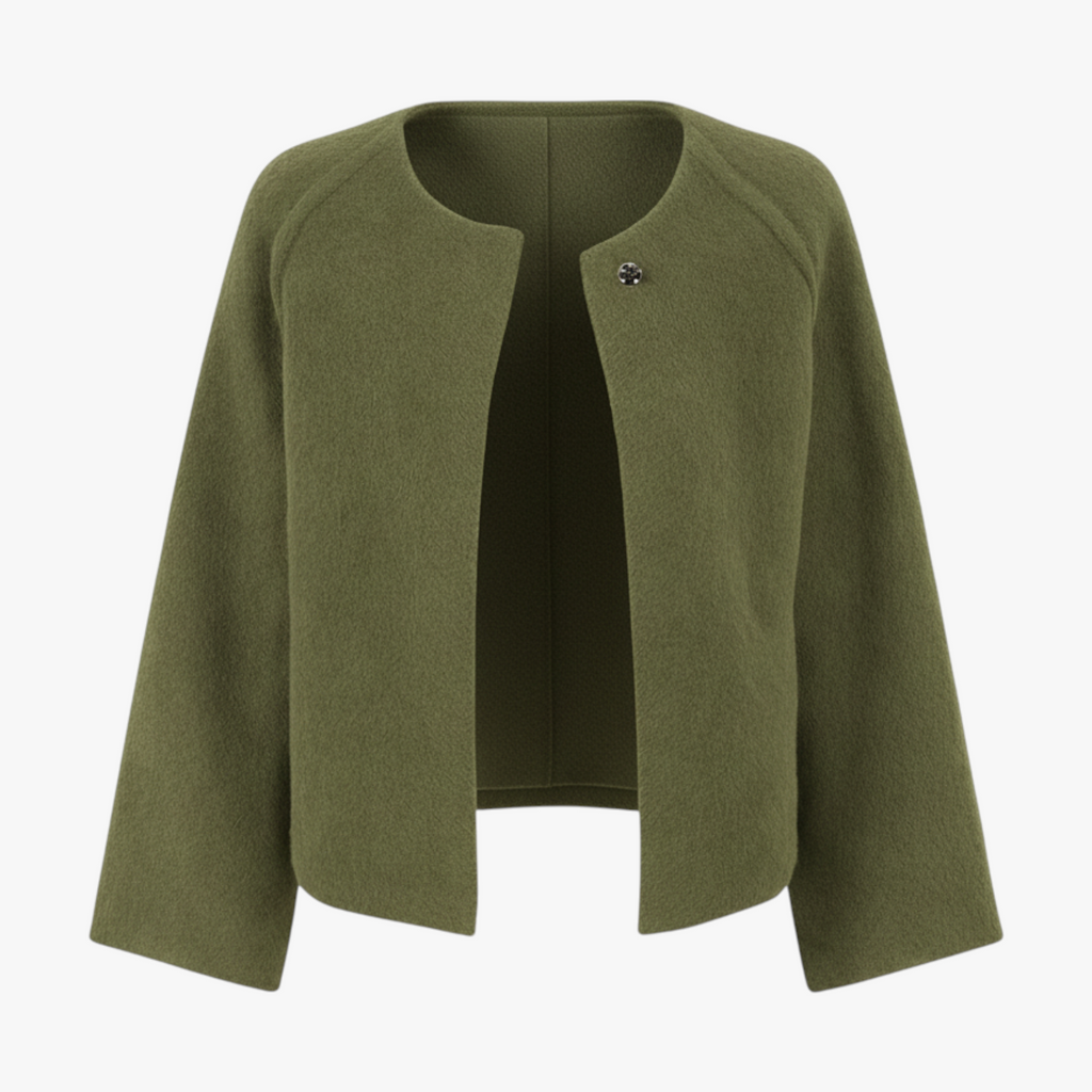 MEELANO Bersh | Dame Finstrikket Jakke med Knapper - Elegant Blød Cardigan Overgangsjakke Grøn