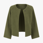 MEELANO Bersh | Dame Finstrikket Jakke med Knapper - Elegant Blød Cardigan Overgangsjakke Grøn