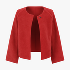 MEELANO Bersh | Dame Finstrikket Jakke med Knapper - Elegant Blød Cardigan Overgangsjakke Rød
