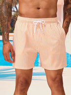 MEELANO Discovery | Stribede badeshorts - Badebukser for komfort og stil orange