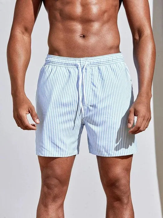 MEELANO Discovery | Stribede badeshorts - Badebukser for komfort og stil lyseblå