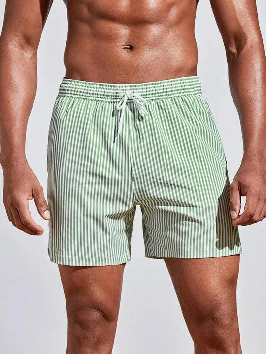 MEELANO Discovery | Stribede badeshorts - Badebukser for komfort og stil grøn