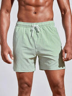 MEELANO Discovery | Stribede badeshorts - Badebukser for komfort og stil grøn