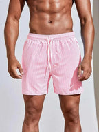 MEELANO Discovery | Stribede badeshorts - Badebukser for komfort og stil lyserød