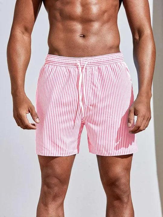 MEELANO Discovery | Stribede badeshorts - Badebukser for komfort og stil lyserød