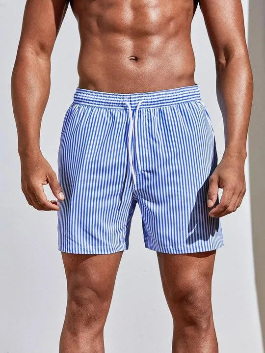 MEELANO Discovery | Stribede badeshorts - Badebukser for komfort og stil mørkeblå