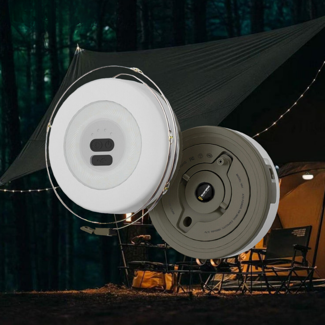 MEELANO LED-Campinglampe – Genopladelig Bærbar Lyskæde med USB-C & Krog, 10 m Grøn