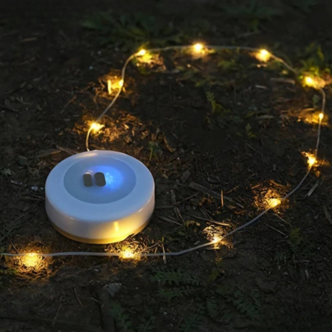 MEELANO LED-Campinglampe – Genopladelig Bærbar Lyskæde med USB-C & Krog, 10 m